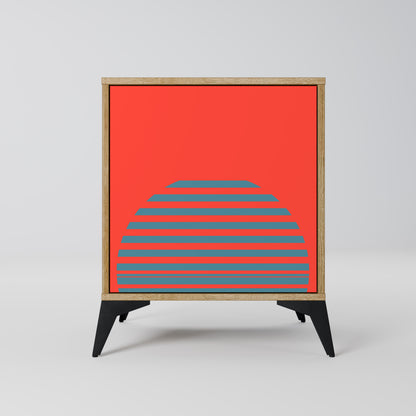 Credenza a 1 anta RISING GEOMETRY STARS effetto rovere