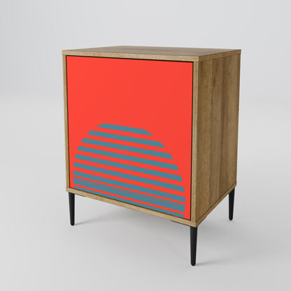 Credenza a 1 anta RISING GEOMETRY STARS effetto rovere