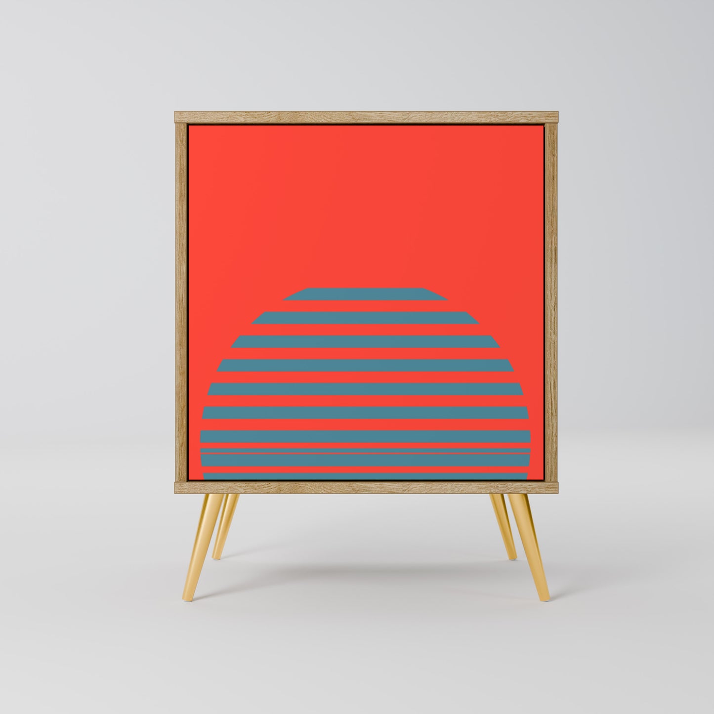 Credenza a 1 anta RISING GEOMETRY STARS effetto rovere