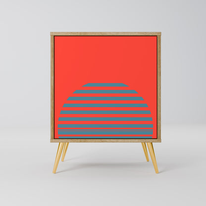 Credenza a 1 anta RISING GEOMETRY STARS effetto rovere