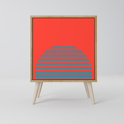 Credenza a 1 anta RISING GEOMETRY STARS effetto rovere