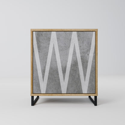 SOLID ZIG ZAG 1-Door Sideboard in Oak Effect