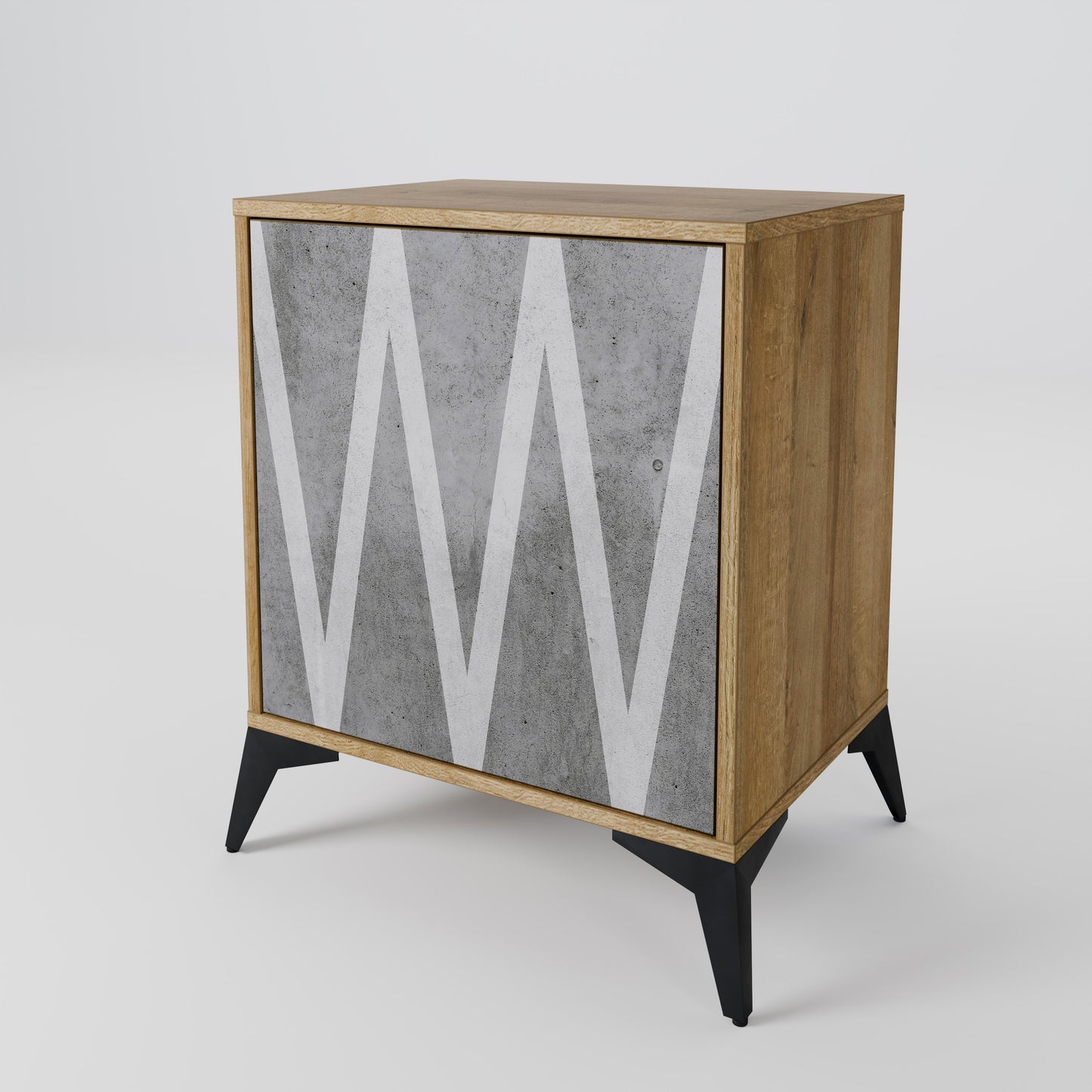 SOLID ZIG ZAG 1-Door Sideboard in Oak Effect