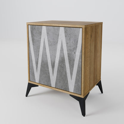 SOLID ZIG ZAG 1-Door Sideboard in Oak Effect