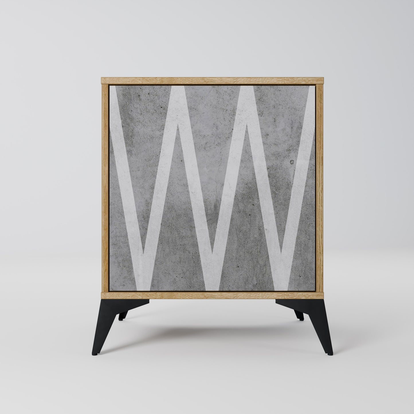 SOLID ZIG ZAG 1-Door Sideboard in Oak Effect