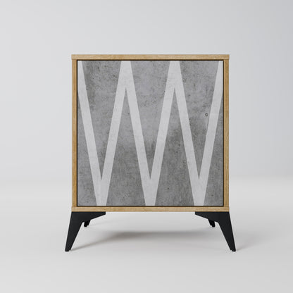 SOLID ZIG ZAG 1-Door Sideboard in Oak Effect