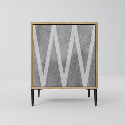 SOLID ZIG ZAG 1-Door Sideboard in Oak Effect