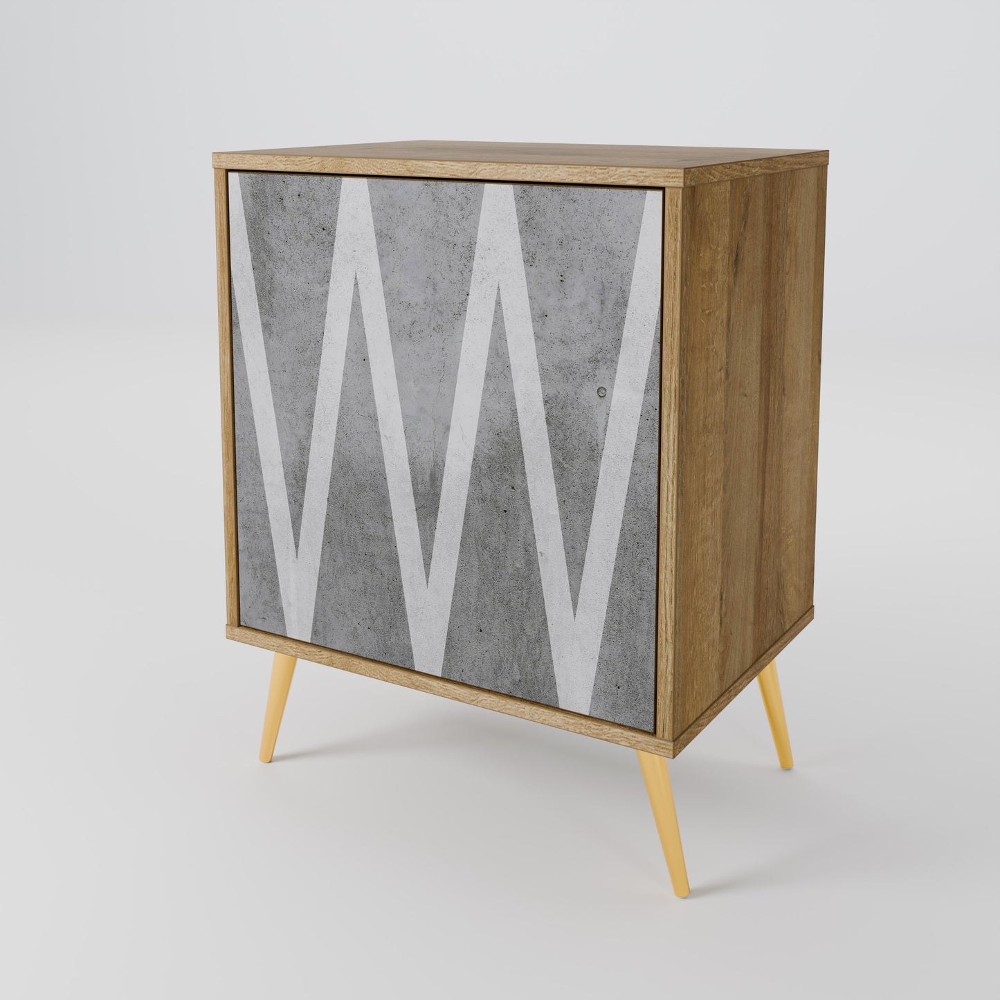 SOLID ZIG ZAG 1-Door Sideboard in Oak Effect