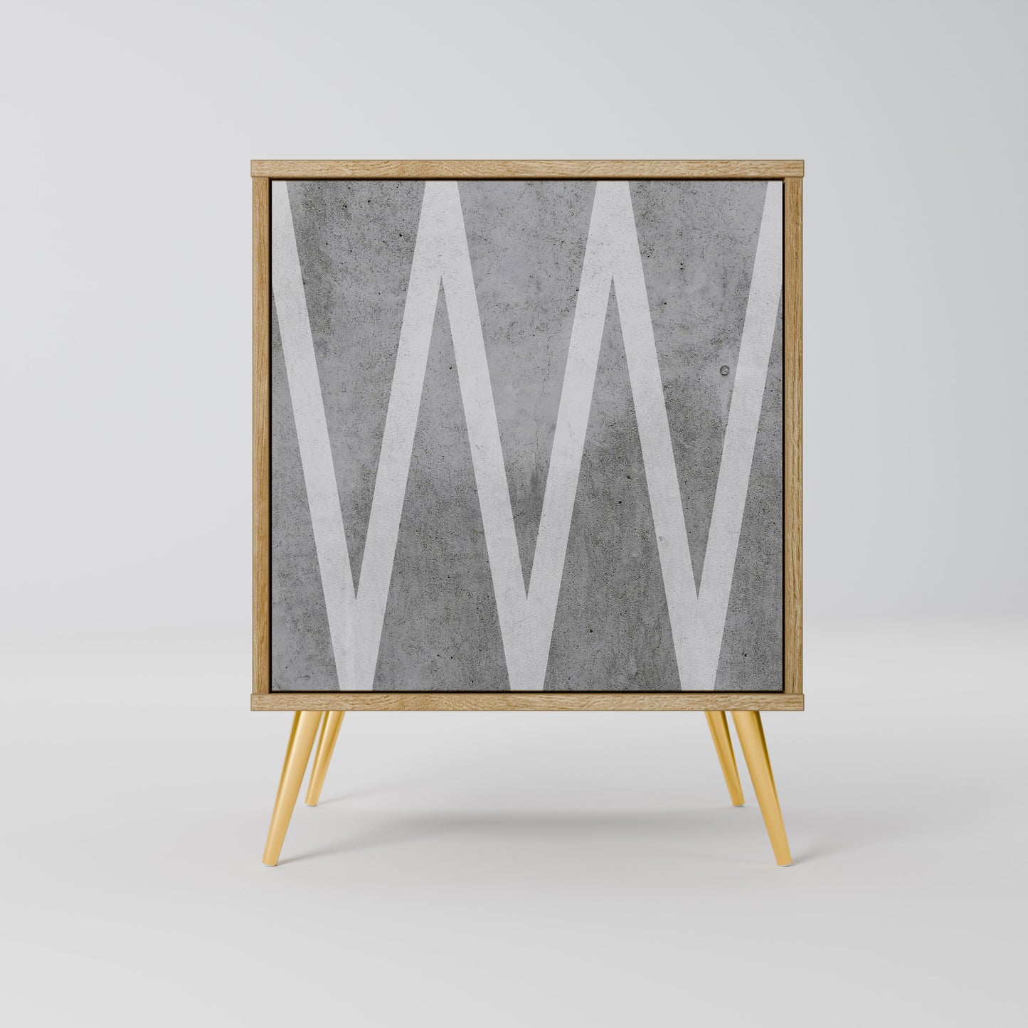 SOLID ZIG ZAG 1-Door Sideboard in Oak Effect