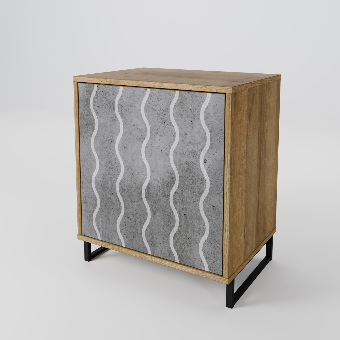WAVES OF CONCRETE 1-Door Sideboard in Oak Effect
