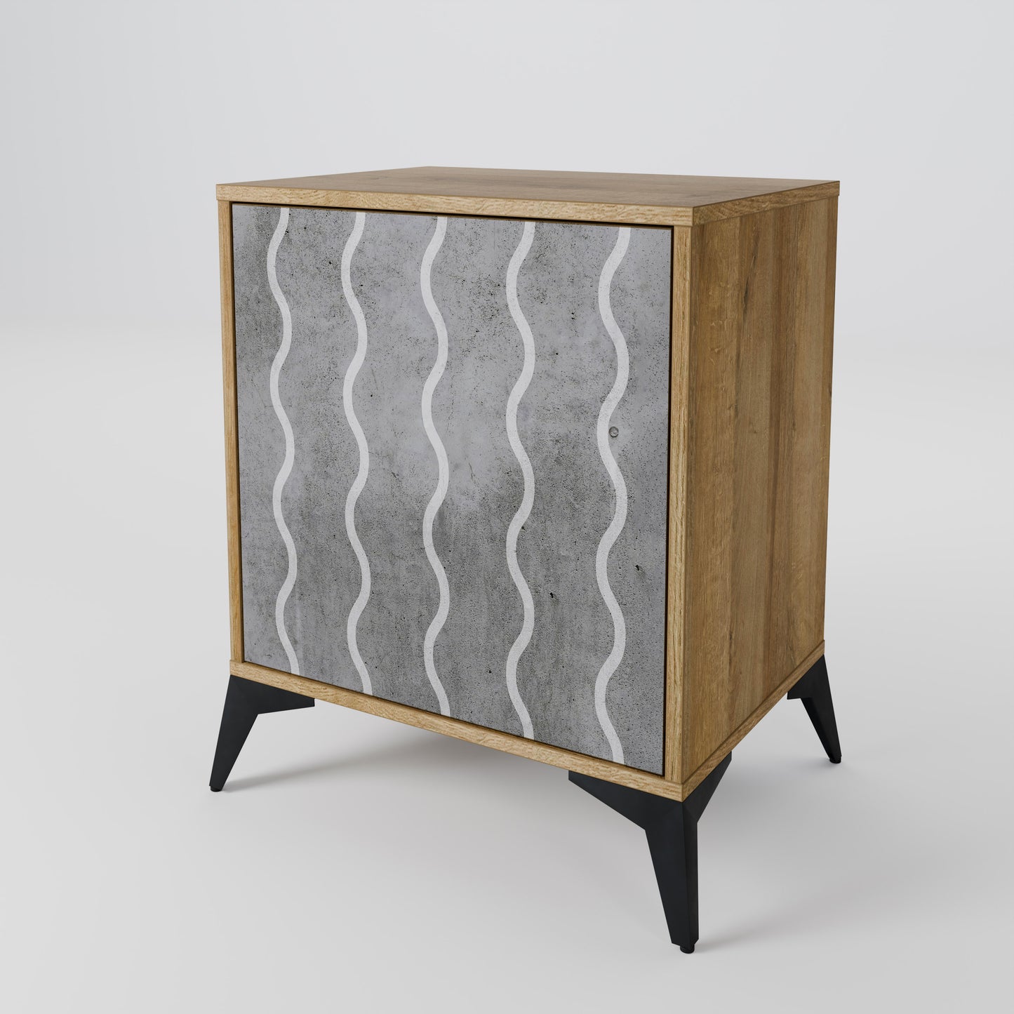 WAVES OF CONCRETE 1-Door Sideboard in Oak Effect