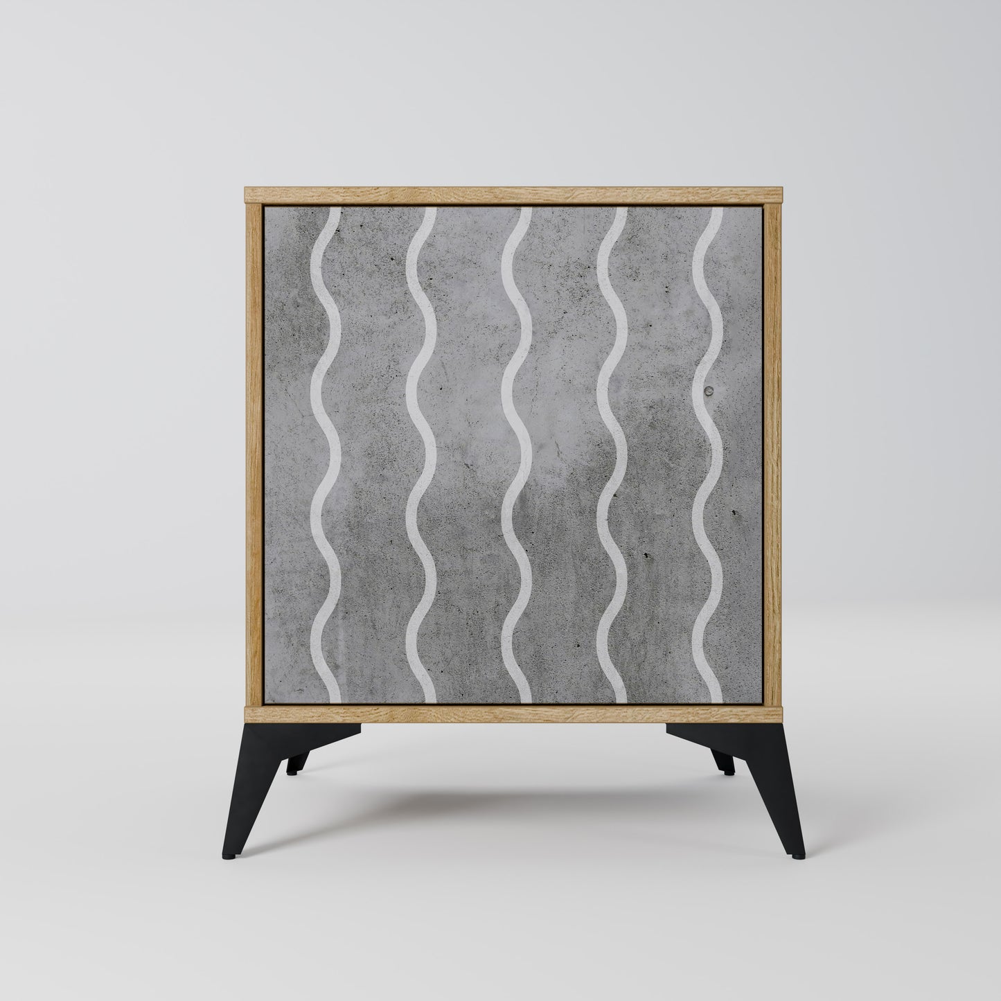 WAVES OF CONCRETE 1-Door Sideboard in Oak Effect