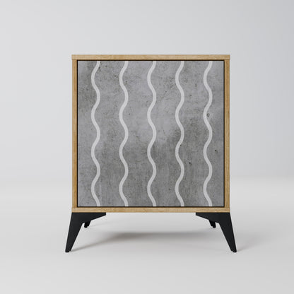 WAVES OF CONCRETE 1-Door Sideboard in Oak Effect