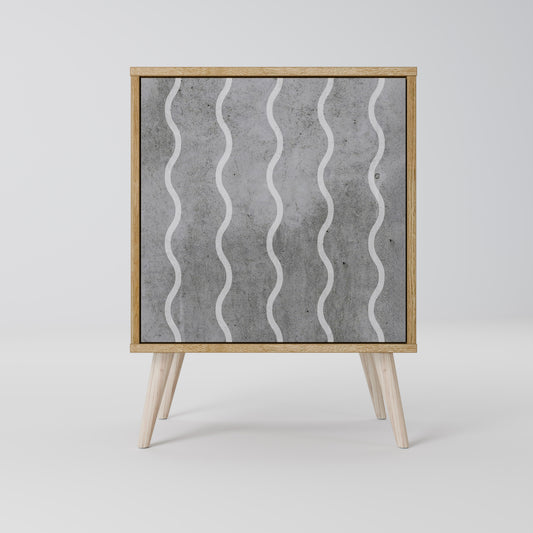 WAVES OF CONCRETE 1-Door Sideboard in Oak Effect