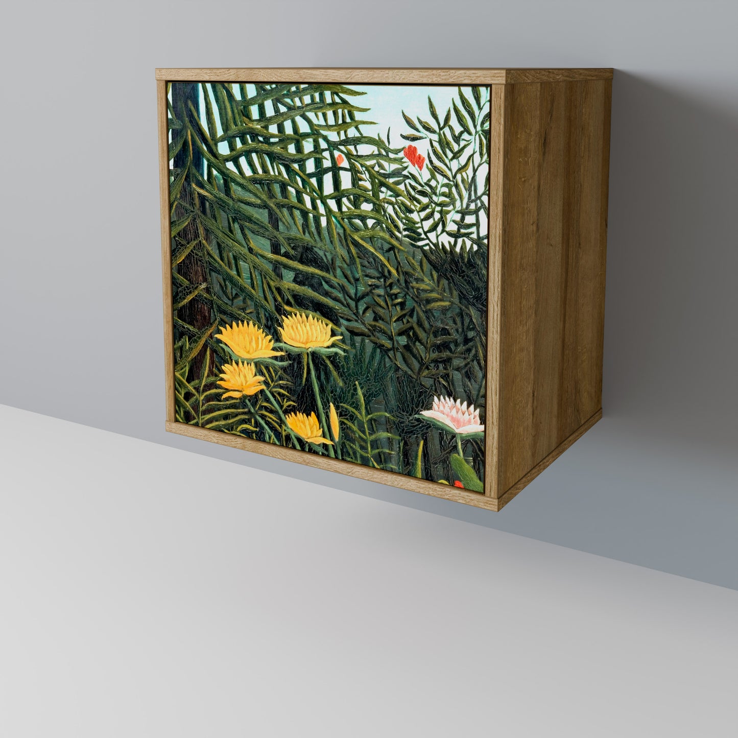 Credenza a 1 anta VIRGIN FOREST WITH SUNSET in effetto rovere