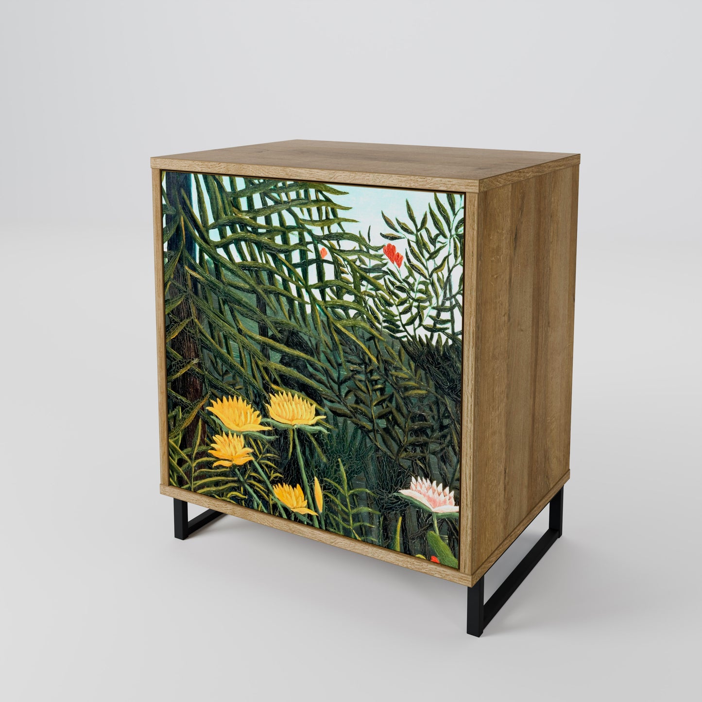 Credenza a 1 anta VIRGIN FOREST WITH SUNSET in effetto rovere