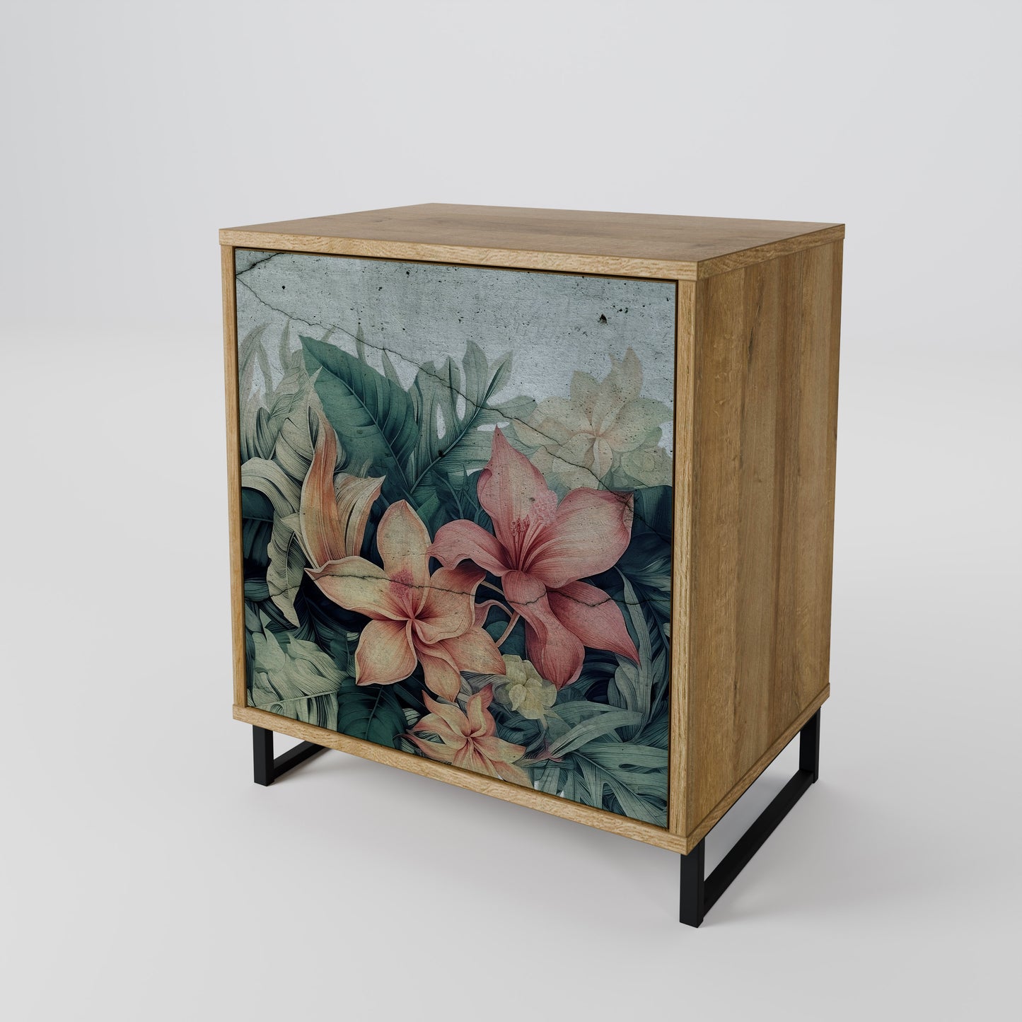 Credenza a 1 anta HEAVENLY BLOOM effetto rovere
