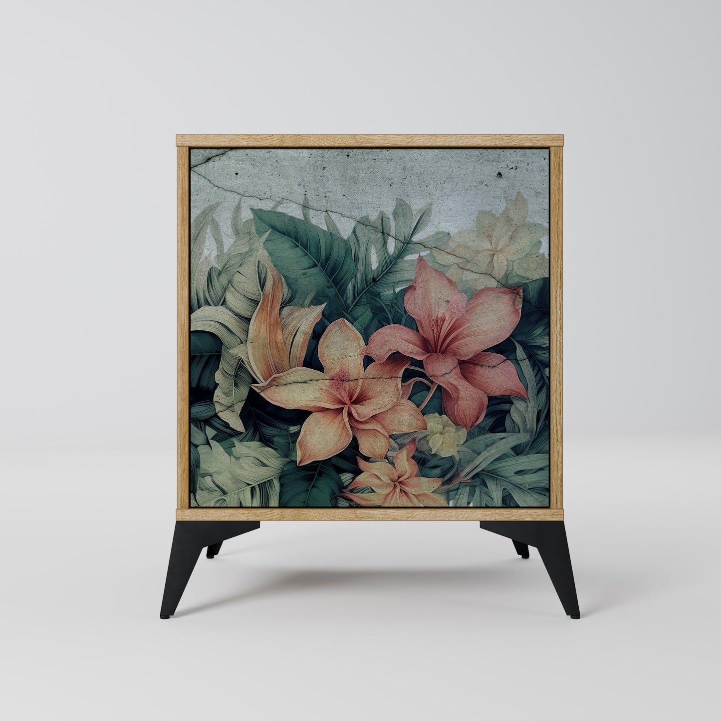 Credenza a 1 anta HEAVENLY BLOOM effetto rovere