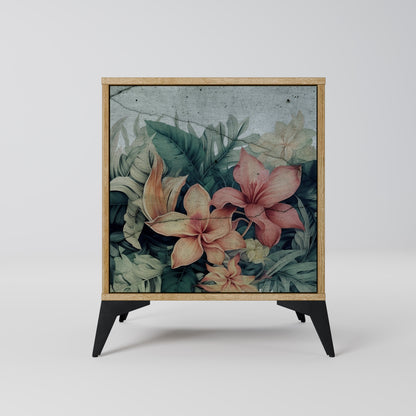 Credenza a 1 anta HEAVENLY BLOOM effetto rovere