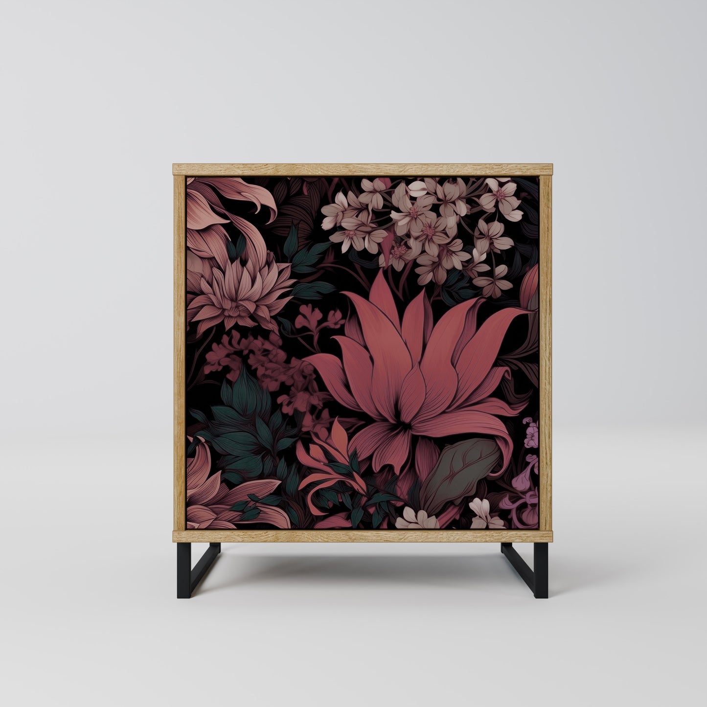 FLORAL WHISPER 1-Door Sideboard in Oak Effect