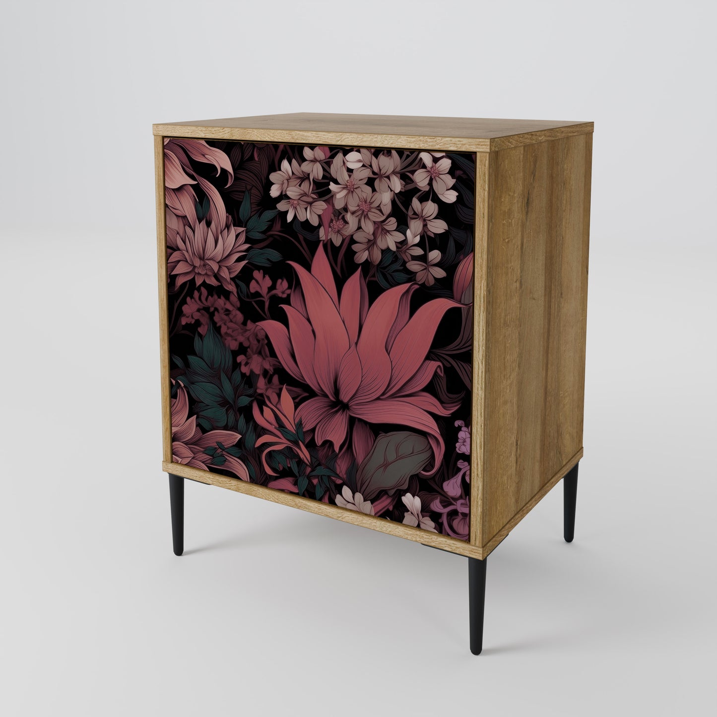 FLORAL WHISPER 1-Door Sideboard in Oak Effect