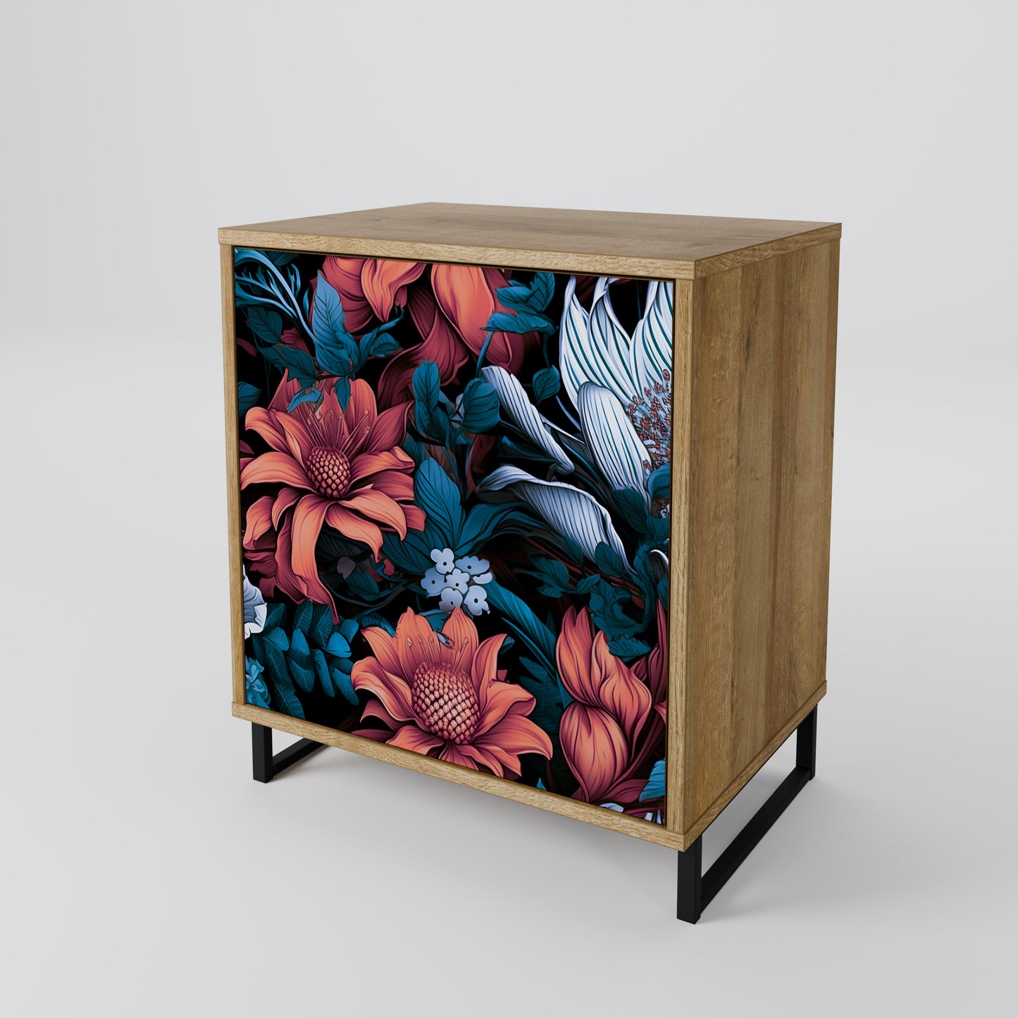 ETHEREAL BLOSSOMS 1-Door Sideboard in Oak Effect