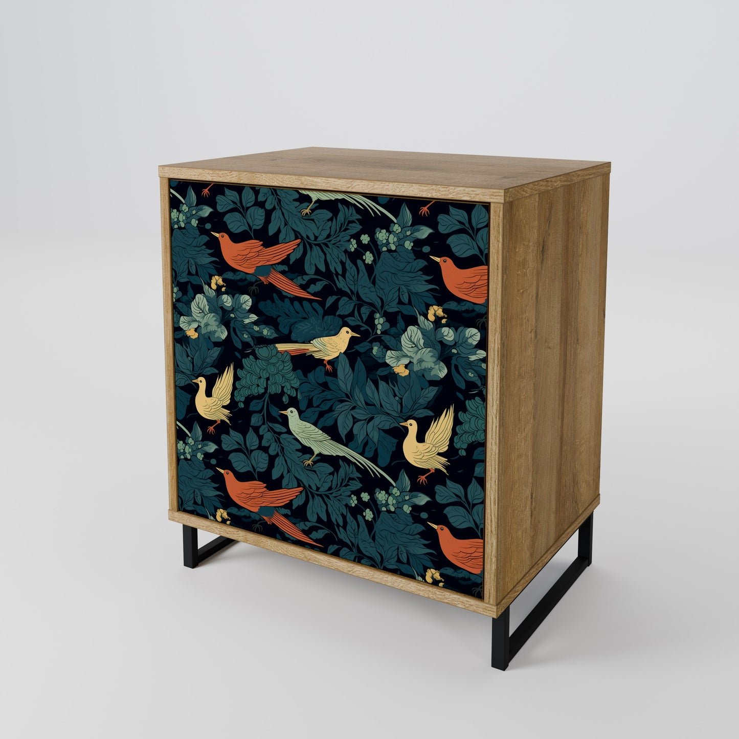 FOWL ORNAMENT 1-Door Sideboard in Oak Effect