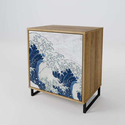 THE GREAT WAVE AT KANAGAWA 1-Door Sideboard in Oak Effect