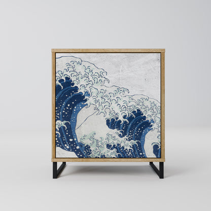 THE GREAT WAVE AT KANAGAWA 1-Door Sideboard in Oak Effect