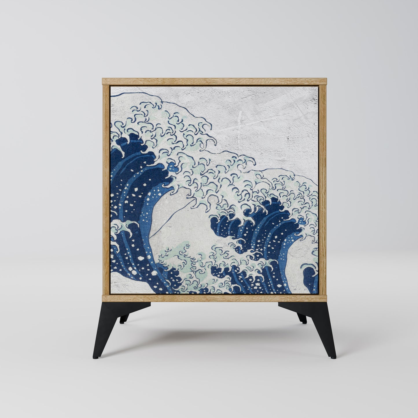 THE GREAT WAVE AT KANAGAWA 1-Door Sideboard in Oak Effect
