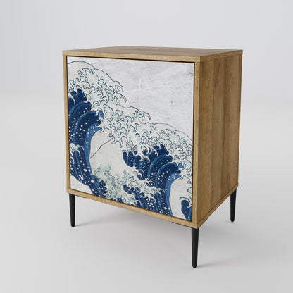 THE GREAT WAVE AT KANAGAWA 1-Door Sideboard in Oak Effect
