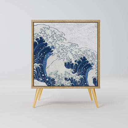 THE GREAT WAVE AT KANAGAWA 1-Door Sideboard in Oak Effect