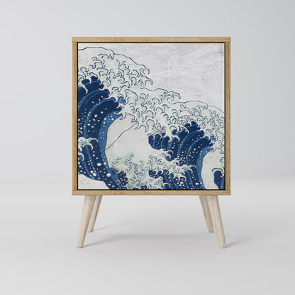 THE GREAT WAVE AT KANAGAWA 1-Door Sideboard in Oak Effect
