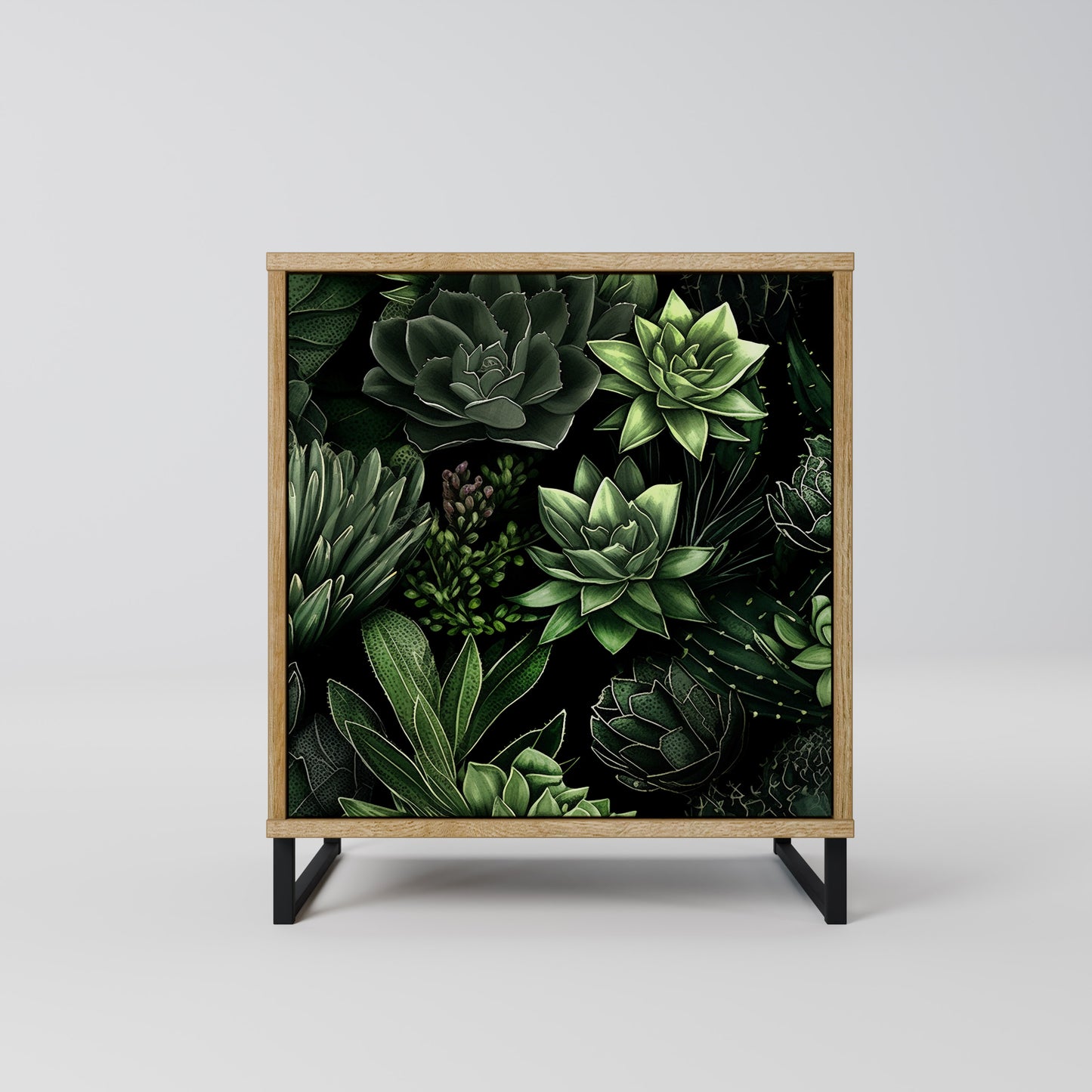 SUCCULENT JUNGLE 1-Door Sideboard in Oak Effect