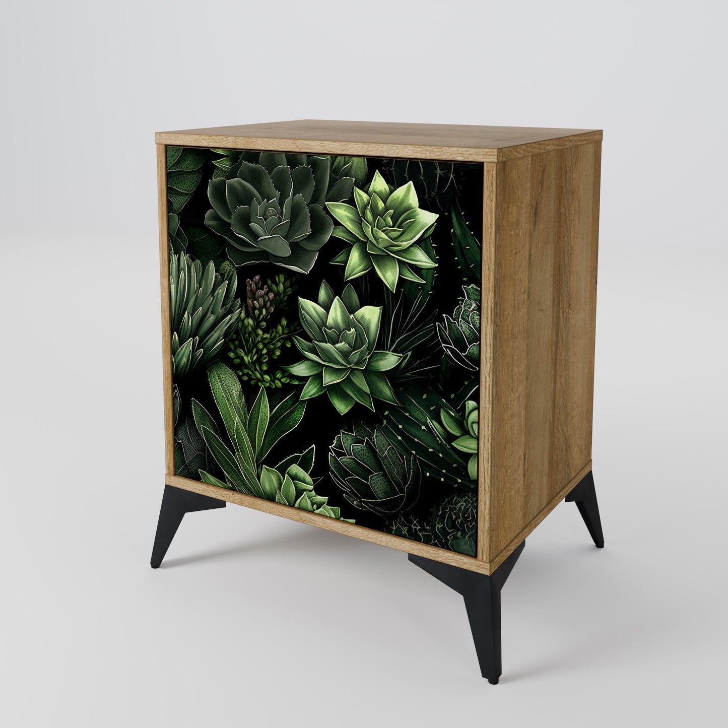 SUCCULENT JUNGLE 1-Door Sideboard in Oak Effect