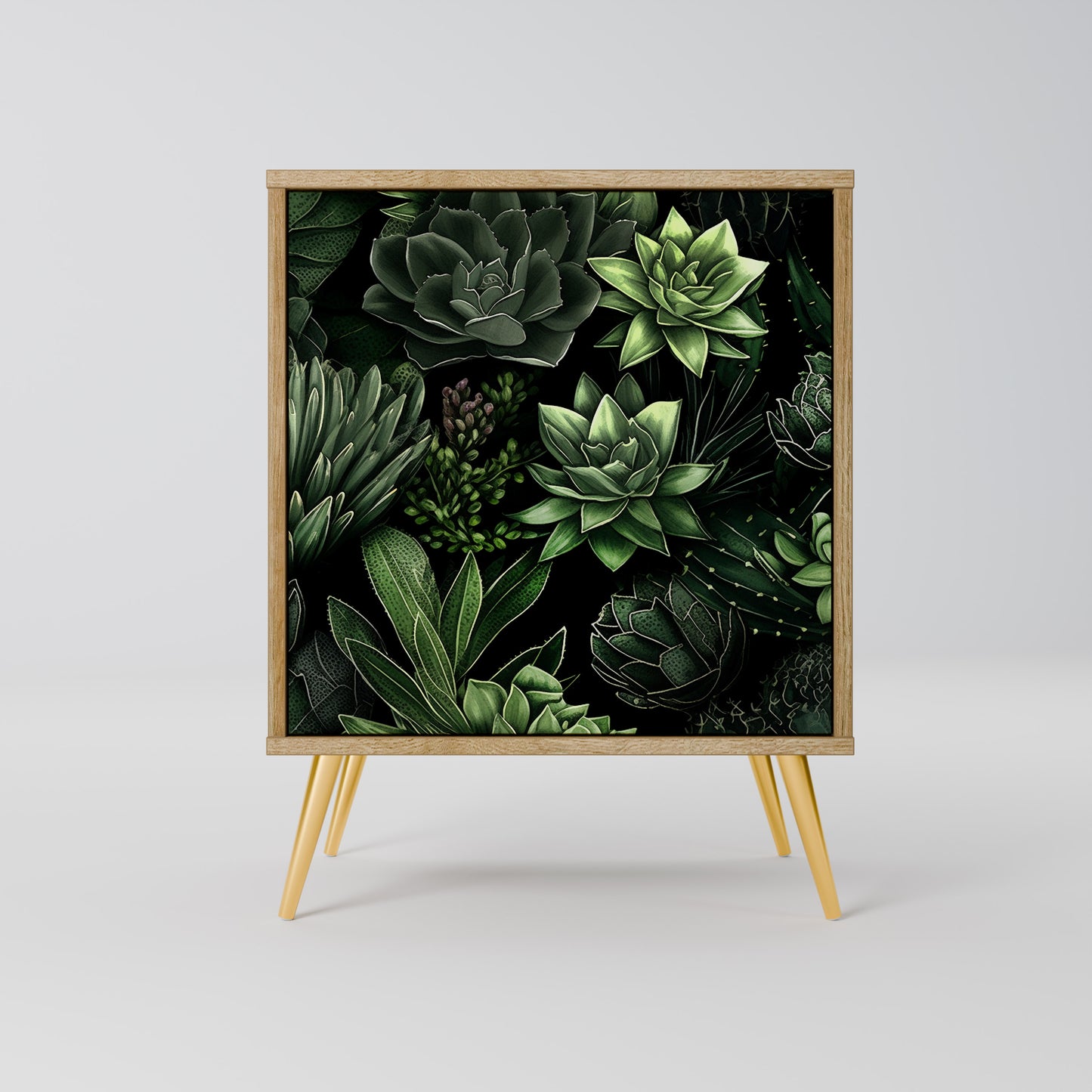 SUCCULENT JUNGLE 1-Door Sideboard in Oak Effect
