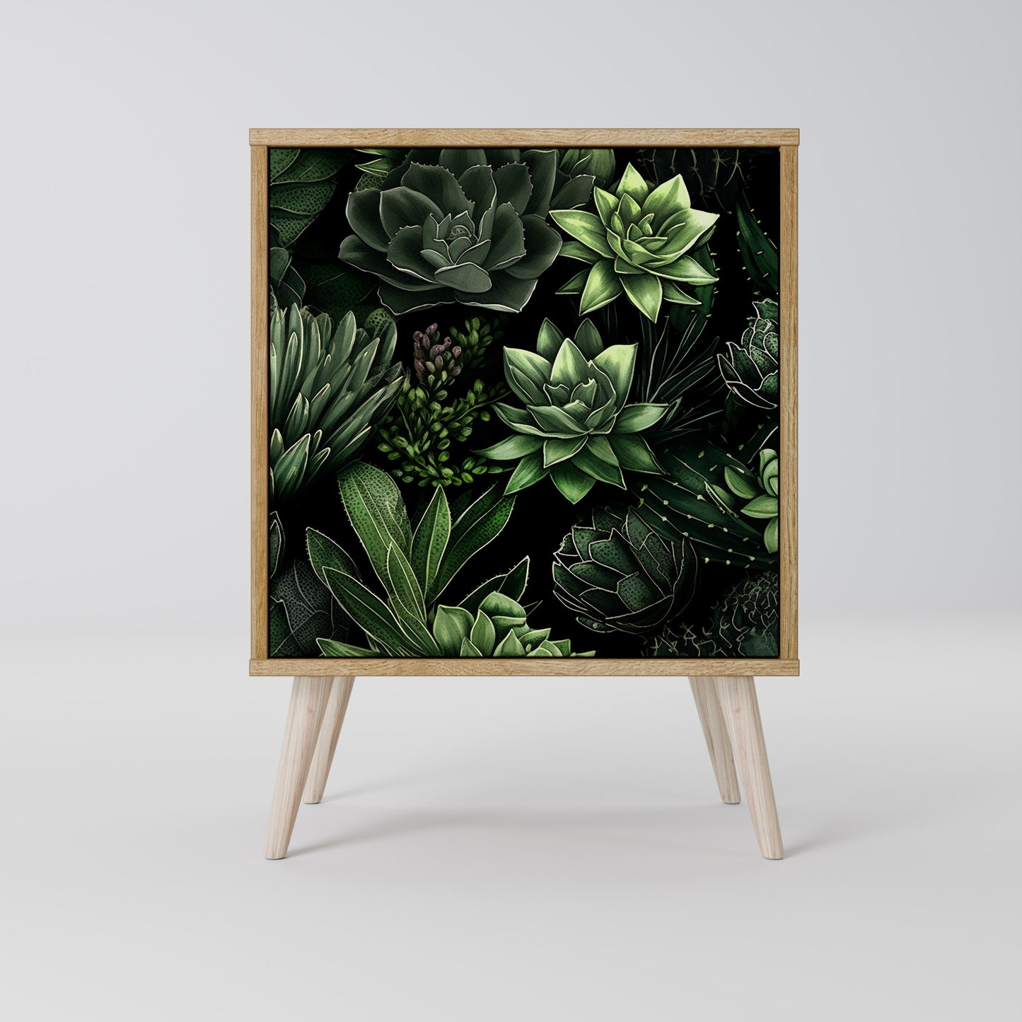 SUCCULENT JUNGLE 1-Door Sideboard in Oak Effect