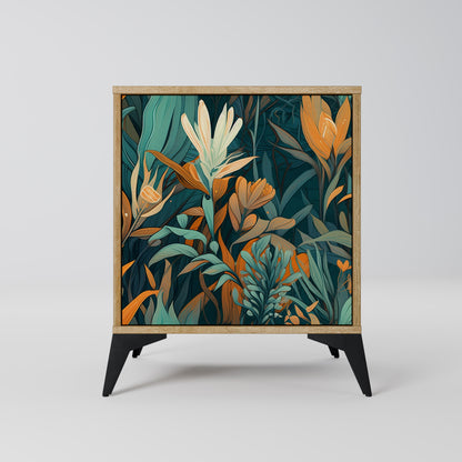 FLORAL SERENITY 1-Door Sideboard in Oak Effect