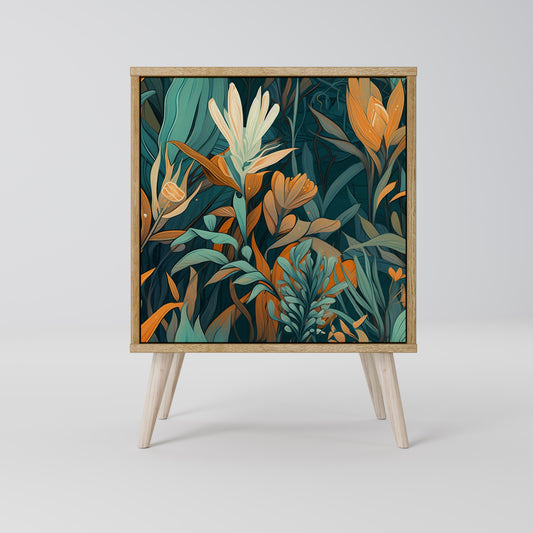 FLORAL SERENITY 1-Door Sideboard in Oak Effect