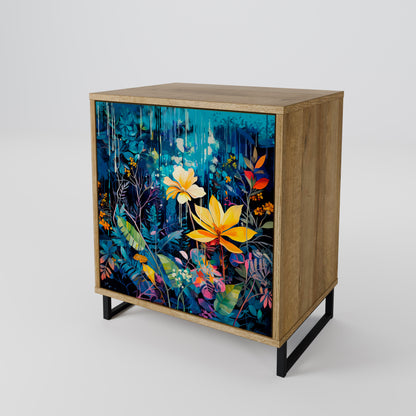 MIDNIGHT BLOSSOM 1-Door Sideboard in Oak Effect