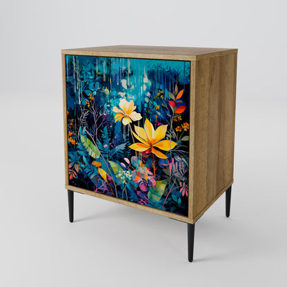 MIDNIGHT BLOSSOM 1-Door Sideboard in Oak Effect
