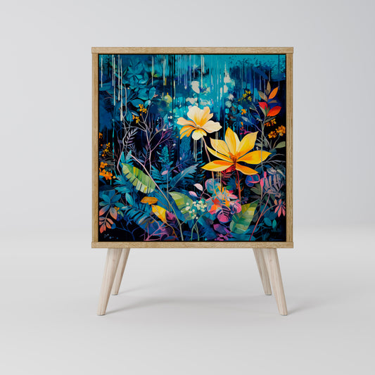 MIDNIGHT BLOSSOM 1-Door Sideboard in Oak Effect