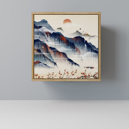 Credenza a 1 anta JAPANESE LANDSCAPE in effetto rovere