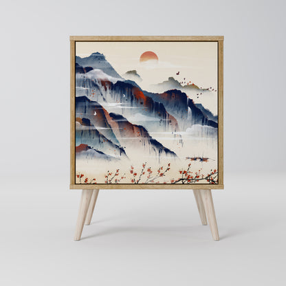Credenza a 1 anta JAPANESE LANDSCAPE in effetto rovere