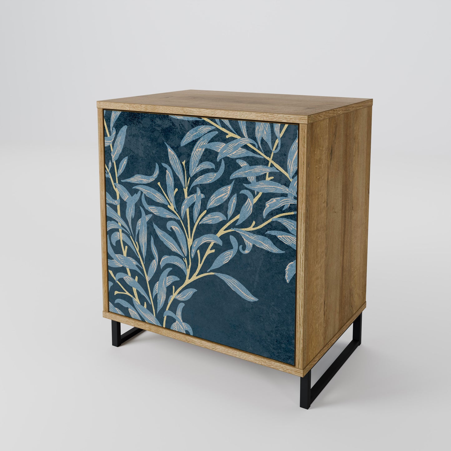 BLUE LEAVES 1-Door Sideboard in Oak Effect
