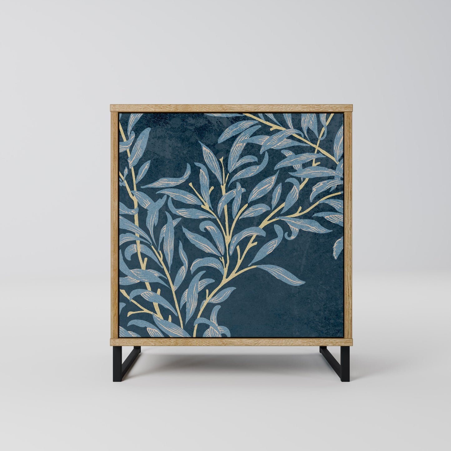 BLUE LEAVES 1-Door Sideboard in Oak Effect