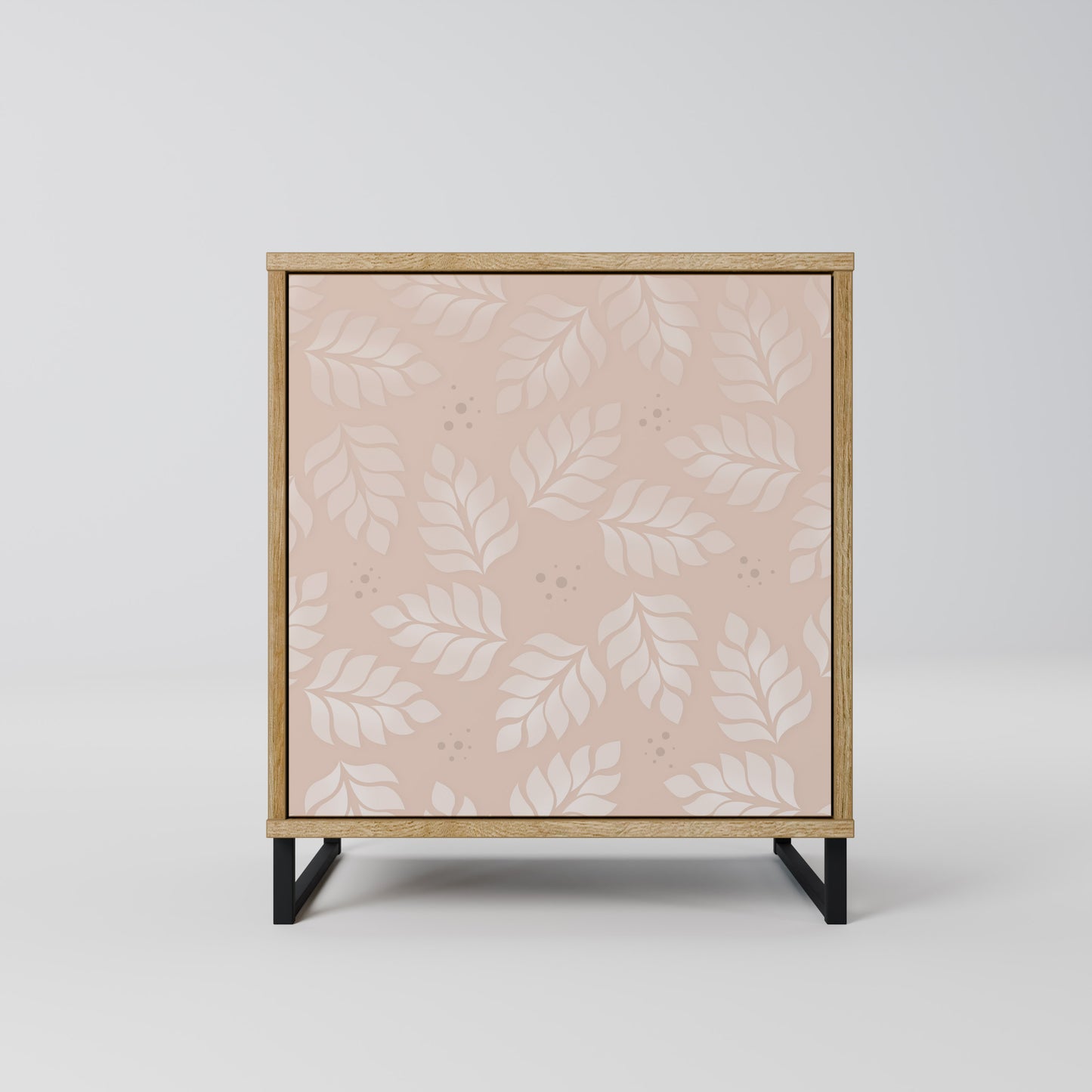LEAVES ON BEIGE 1-Door Sideboard in Oak Effect