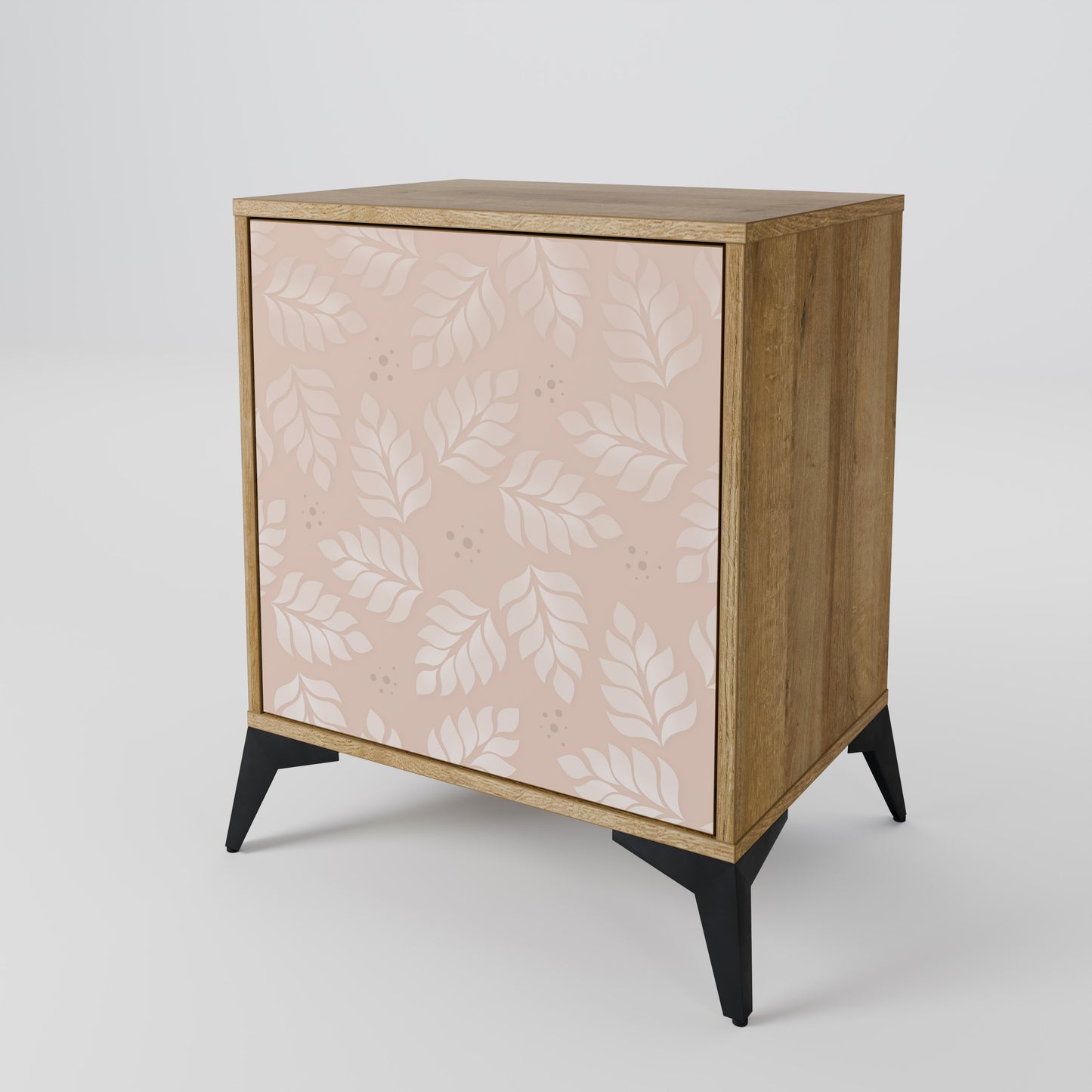 LEAVES ON BEIGE 1-Door Sideboard in Oak Effect