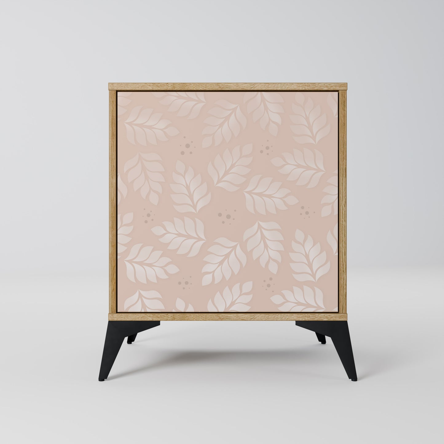 LEAVES ON BEIGE 1-Door Sideboard in Oak Effect