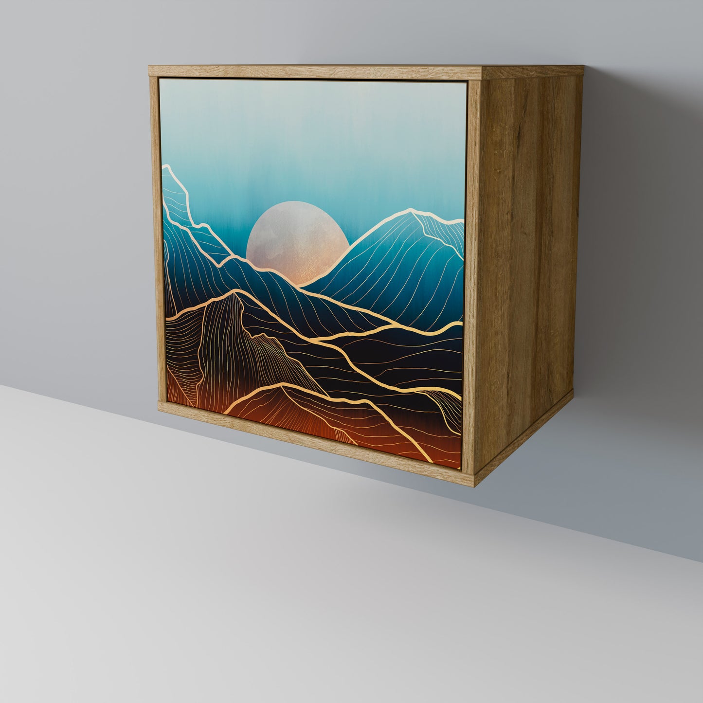 LUNAR SECRETS 1-Door Sideboard in Oak Effect